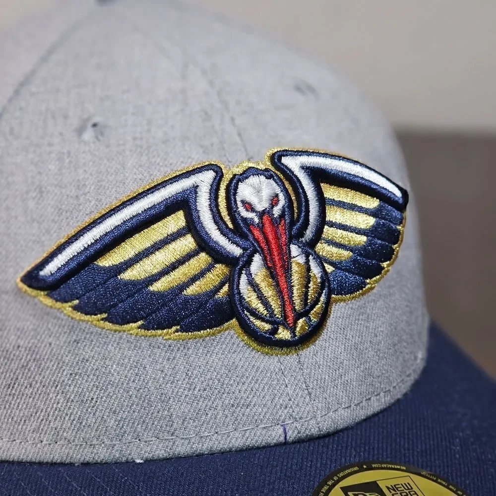New Era New Orleans Pelicans Hat Low Crown Hat Grey Blue Fitted 7 1/8 NBA Cap